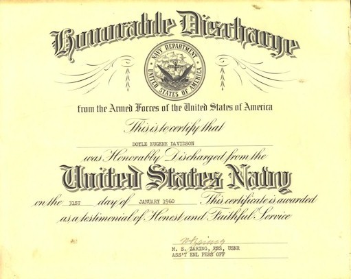 US Navy - Honorable Discharge